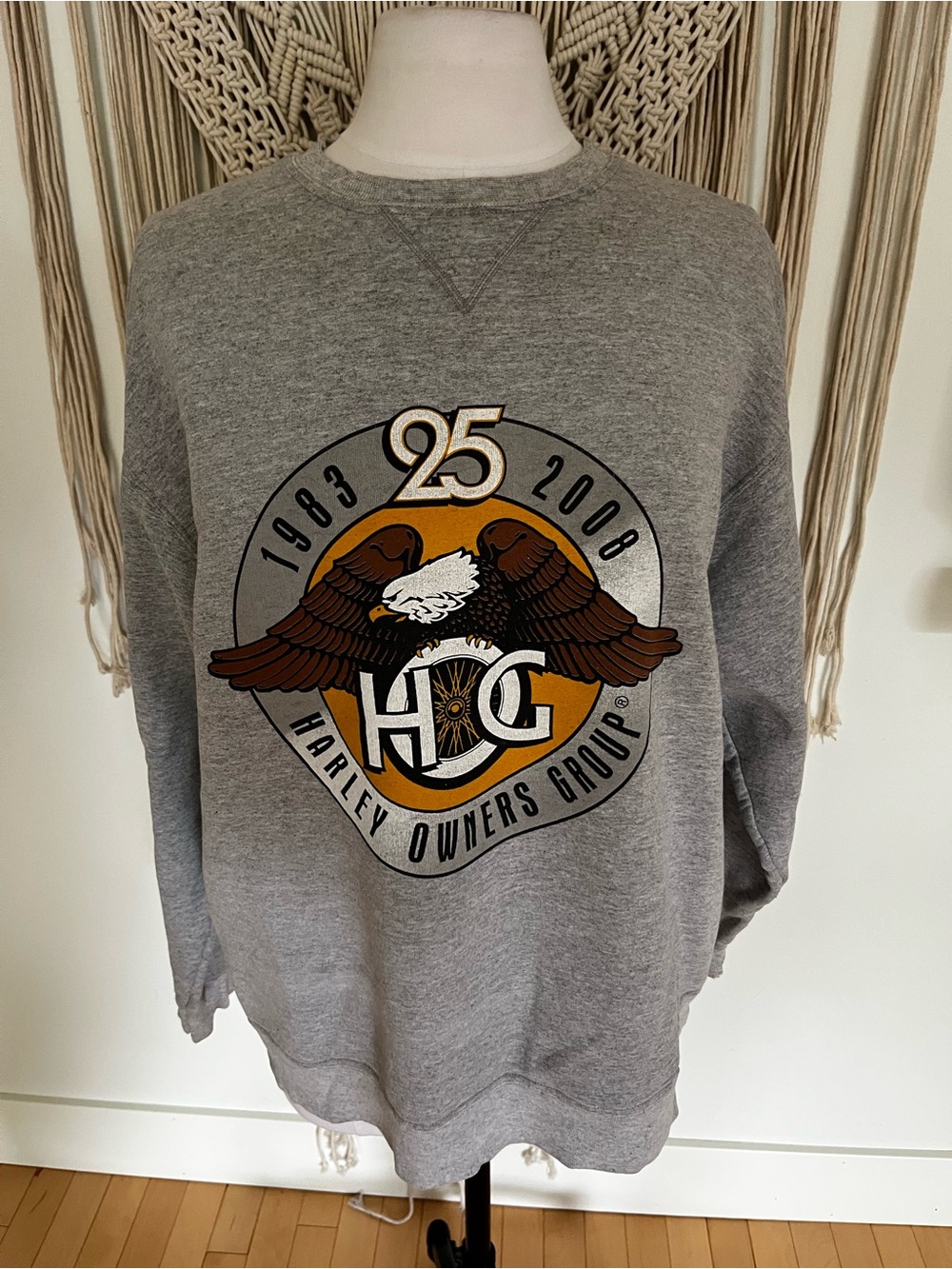 Harley-Davidson Gray Sweatshirt with Brown & Gold Eagle Graphic